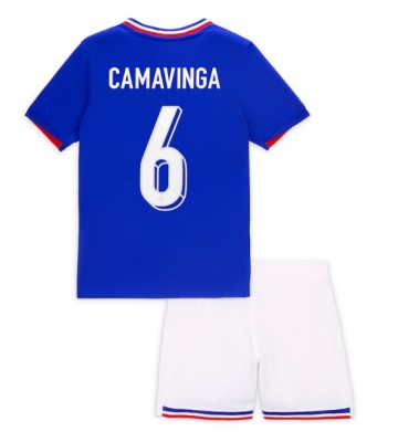 Frankrig Eduardo Camavinga #6 Replika Babytøj Hjemmebanesæt Børn EM 2024 Kortærmet (+ Korte bukser)